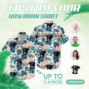 Image of custom hawaiian shirt with dog face – custom printed Hawaiian shirt