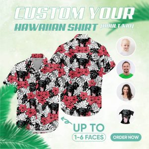 Image of dog face on hawaiian shirt – custom printed Hawaiian shirt