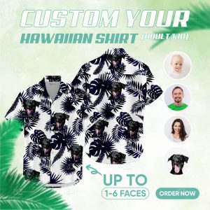 Image of hawaiian shirt dog face – custom printed Hawaiian shirt