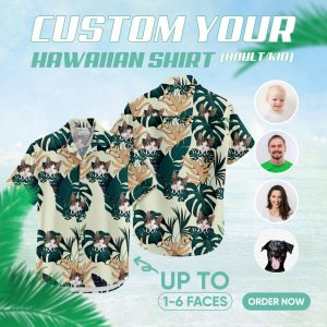Image of hawaiian shirt with cat face – custom printed Hawaiian shirt