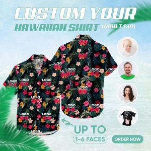 Image of mens hawaiian shirts black – custom printed Hawaiian shirt