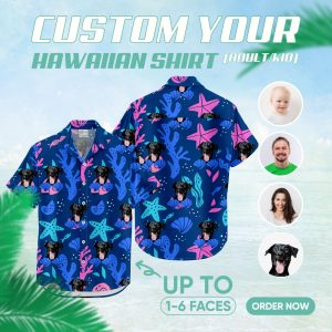 Image of navy blue hawaiian shirt – custom printed Hawaiian shirt
