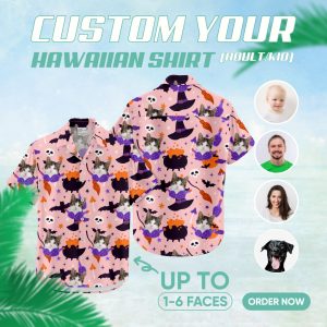 Image of hawaiian shirt with cat face – custom printed Hawaiian shirt