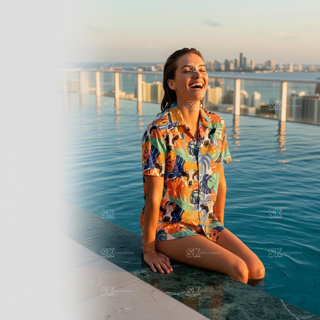 Collection of colorful cow hawaiian shirts featuring Highland and Holstein designs for summer wear