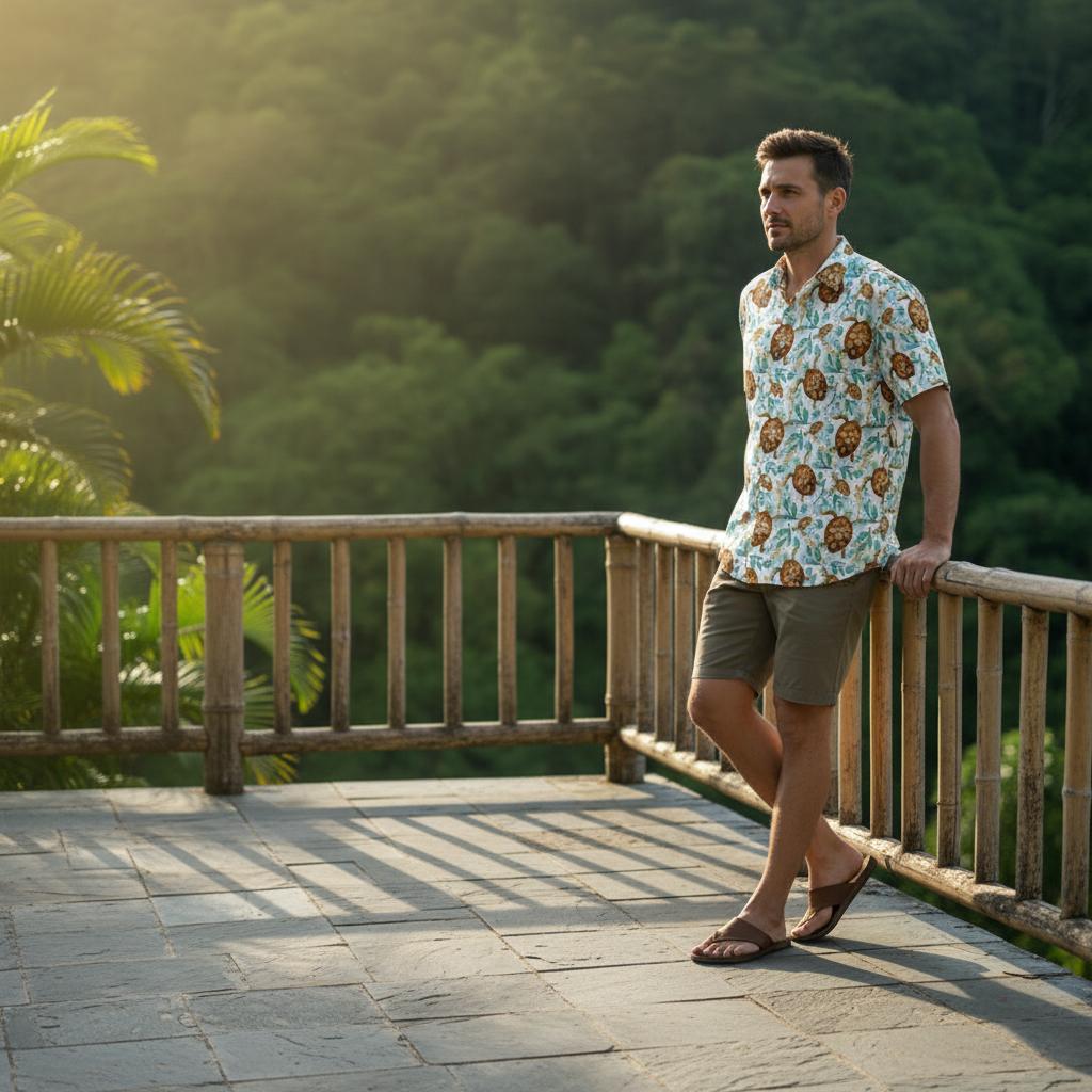 ninja turtle hawaiian shirt collection featuring TMNT characters in tropical island setting with palm trees