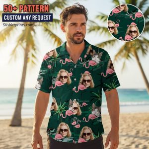 flamingo hawaiian shirt womens tropical pink button down shirt with flamingo print on beach background
