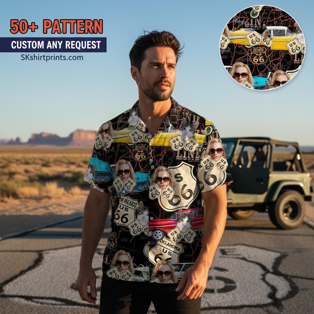 Colorful jeep hawaiian shirt collection featuring vintage designs and tropical automotive themes for men and women