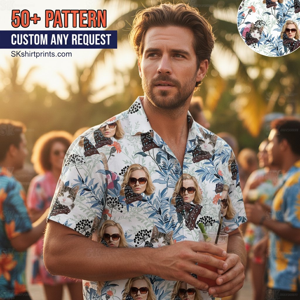 Tropical shirts for women displayed in vibrant Hawaiian patterns and custom designs for summer fashion