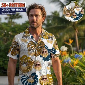 womens aloha shirt collection featuring tropical prints and custom designs on beach background