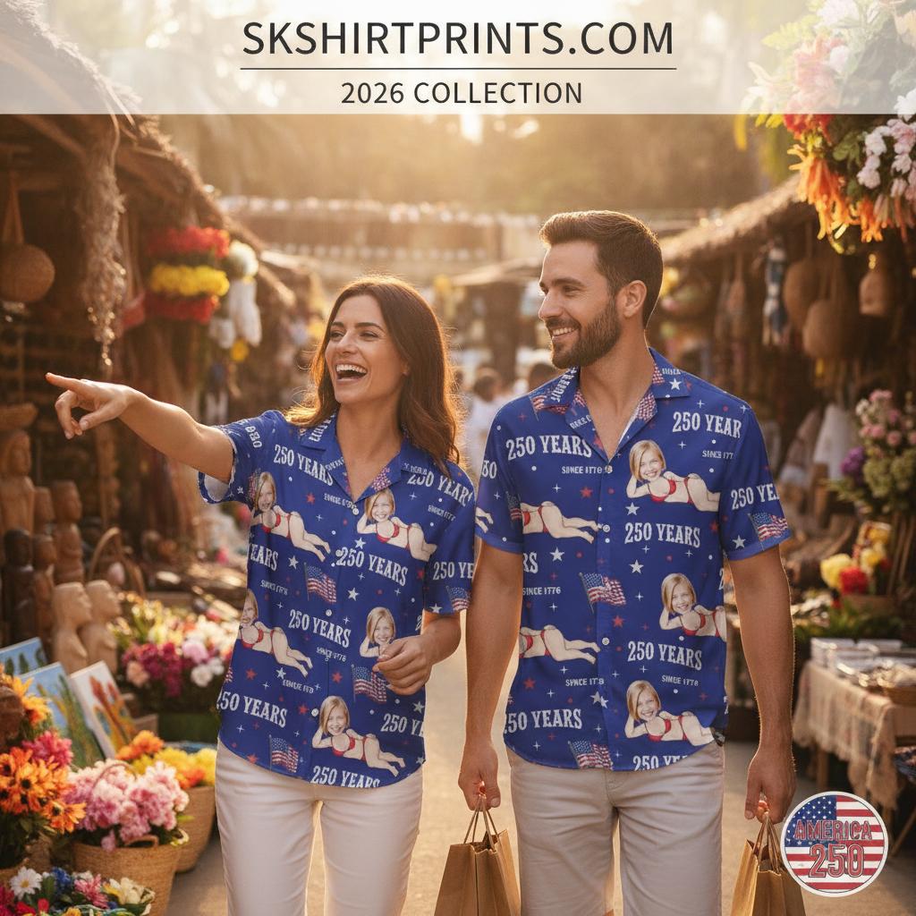 America 250 shirts for sale — patriotic Hawaiian shirt designs celebrating 250 years of US independence in 2026